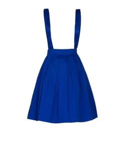 OYS Final Sale - Magically Made For Couture For Every Body Joanne Jumper Skirt With Removable Straps In Blue Cotton Sateen Shop All In-Stock Items By Size