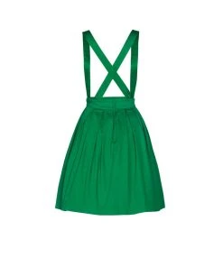 OYS Final Sale - Magically Made For Couture For Every Body Joanne Jumper Skirt With Removable Straps In Green Cotton Sateen Shop All In-Stock Items By Size