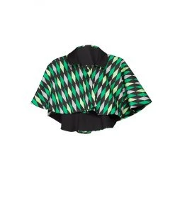 OYS - Magically Made For Couture For Every Body Celestina Reversible Capelet In Black And Green Harlequin