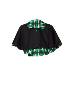 OYS - Magically Made For Couture For Every Body Celestina Reversible Capelet In Black And Green Harlequin