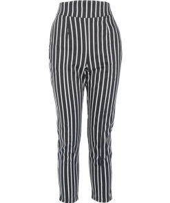 Final Sale - Vintage Style High Waisted Cropped Trousers In Victorian Stripe | Laura Byrnes Design