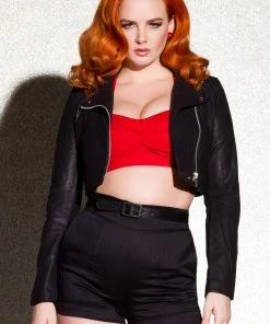 Traci Lords For Couture For Every Body OYS Final Sale - Allison Crop Top In Red Bengaline By Traci Lords