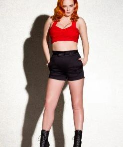 Traci Lords For Couture For Every Body OYS Final Sale - Allison Crop Top In Red Bengaline By Traci Lords