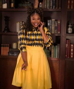 Shop All In-Stock Items By Size OYS Final Sale - Magically Made For Couture For Every Body Joanne Jumper Skirt With Removable Straps In Yellow Cotton Sateen