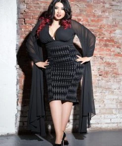 Rubber Ducky Shop All In-Stock Items By Size COMING SOON - Gothic Glamour Crop Top In Black With Floor Length Sheer Cape Sleeves