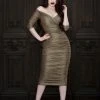 Laura Byrnes Design Final Sale - Laura Byrnes California Monica Wiggle Dress In Gold Lurex