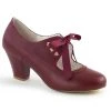 Pleaser Queen Of Hearts Cuban Heel Pumps In Burgundy Vegan Leather What's New, Pussycat?